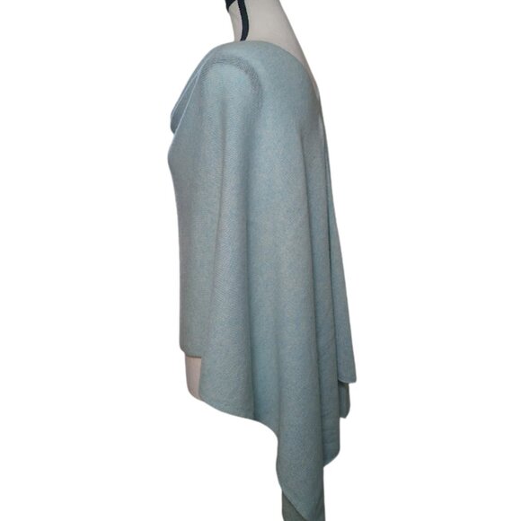 100% Cashmere Claudia Nichole Poncho Quiet Luxury Tiffany Blue Coastal Chic Wrap - Picture 6 of 13